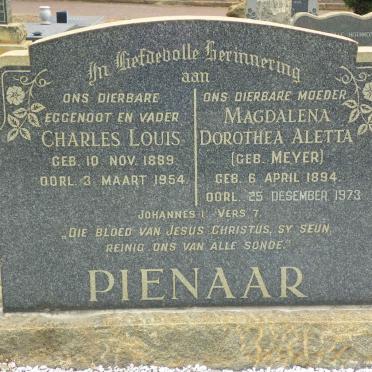 PIENAAR Charles Louis 1889-1954 &amp; Magdalena Dorothea Aletta MEYER 1894-1973
