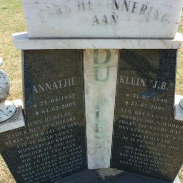 PLESSIS J.B., du 1949-2006 &amp; Annatjie 1952-2005