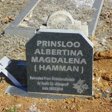 PRINSLOO Albertina Magdalena nee HAMMAN #1