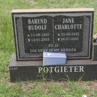 POTGIETER Barend Rudolf 1920-2003 &amp; Jane Charlotte 1931-2005
