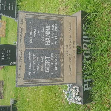 PRETORIUS Gert 1929-2001 &amp; Hannie 1928-2014