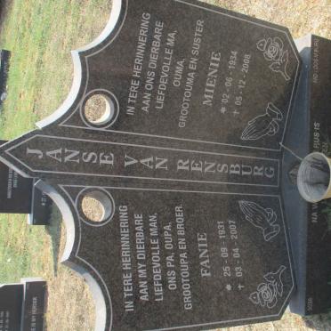 RENSBURG Fanie, Janse van 1931-2007 &amp; Mienie 1934-2008