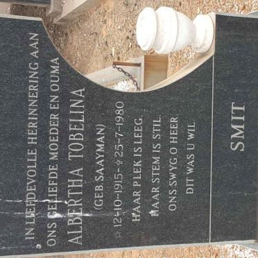 SMIT Albertha Tobelina nee SAAYMAN 1915-1980