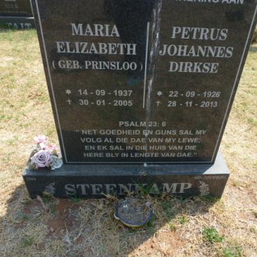 STEENKAMP Petrus Johannes Dirkse 1926-2013 &amp; Maria Elizabeth PRINSLOO 1937-2005