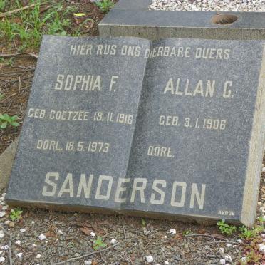 SANDERSON Allan G. 1906- &amp; Sophia F. COETZEE 1916-1973