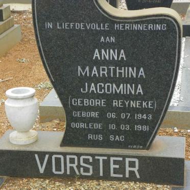 VORSTER Anna Marthina Jacomina nee REYNEKE 1943-1981