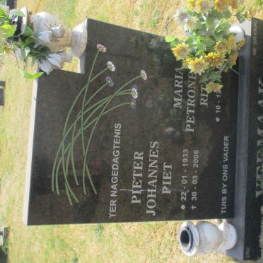 VERMAAK Pieter Johannes 1933-2006 &amp; Maria Petronella 1944-
