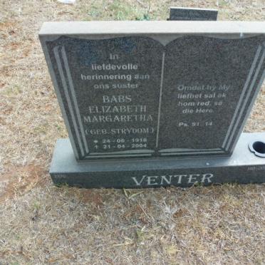 VENTER Babs Elizabeth Margaretha nee STRYDOM 1918-2004