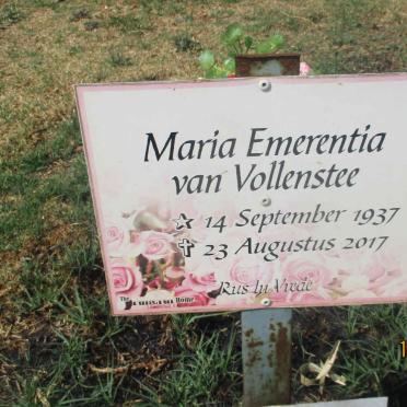 VOLLENSTEE Maria Emerentia, van 1937-2017