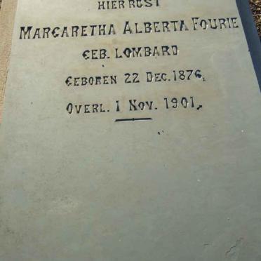 FOURIE Margaretha Alberta nee LOMBARD 1876-1901