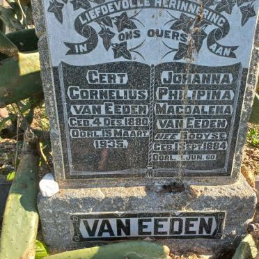 EEDEN Gert Cornelius, van 1880–1935 & Johanna Philipina Magdalena nee BOOYSE 1884–1960 #2