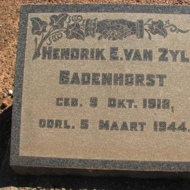 BADENHORST Hendrik E. van Zyl 1918-1944