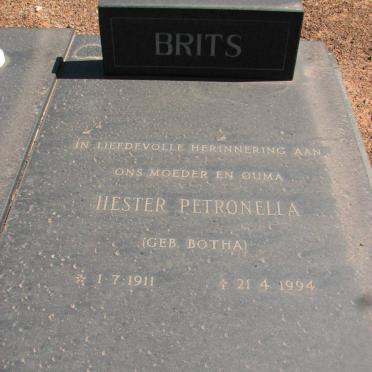 BRITS Hester Petronella nee BOTHA 1911-1994