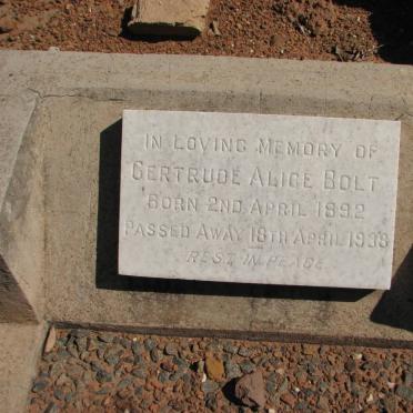 BOLT Gertude Alice 1892-1938