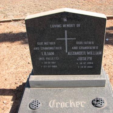 CROCKER Alexander William Joseph 1904-1994 &amp; Lillian PALLETT 1917-1988