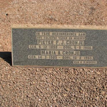 CRONJE Pieter F.J. 1899-1956 &amp; Maria A. 1905-1955