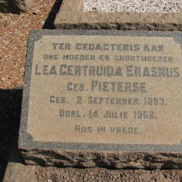 ERASMUS Lea Gertruida nee PIETERSE 1853-1968