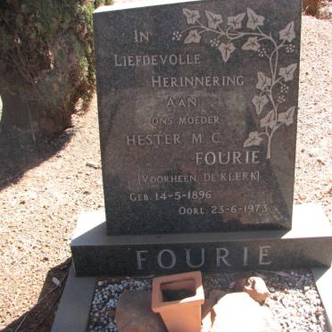 FOURIE Hester M.C. formerly DE KLERK 1896-1973