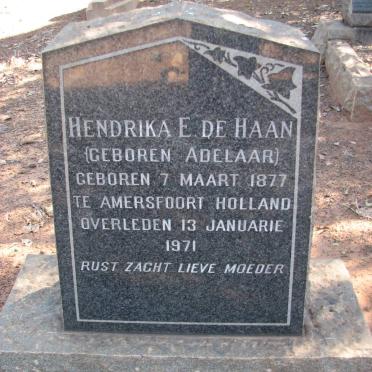 HAAN Hendrika E., de nee ADELAAR 1877-1971
