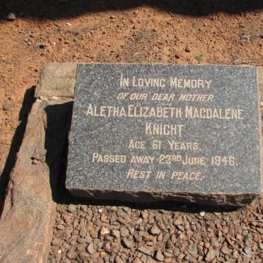 KNIGHT Aletha Elizabeth Magdalene -1946