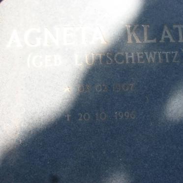 KLATT Agneta nee LUTSCHEWITZ 1907-1996