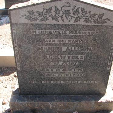 LODEWYCKX Marion Allison nee FRANX 1905-1944