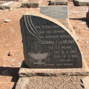 MERWE Susanna J., v.d. nee V.D. MERWE 1883-1963