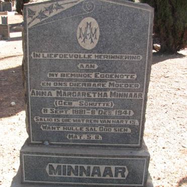MINNAAR Anna Margaretha nee SCHUTTE 1881-1941