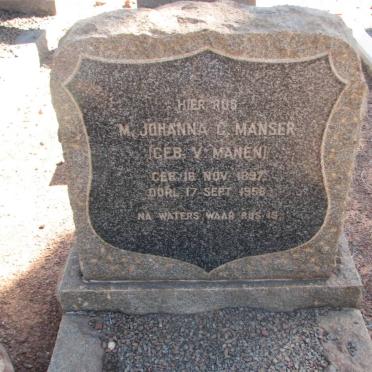 MANSER M. Johanna G. nee V. MANEN 1897-1958