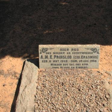 PRINSLOO A.M.E. nee ERASMUS 1869-1950