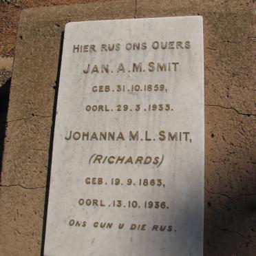 SMIT Jan A.M. 1859-1933 &amp; Johanna M.L. RICHARDS 1863-1936