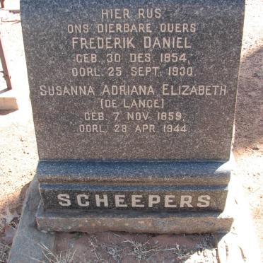 SCHEEPERS Frederik Daniel 1854-1930 &amp; Susanna Adriana Elizabeth DE LANGE 1859-1944