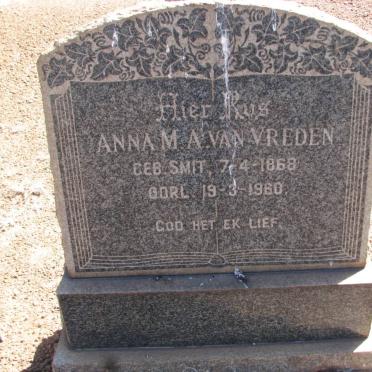 VREDEN Anna M.A., van nee SMIT 1868-1960