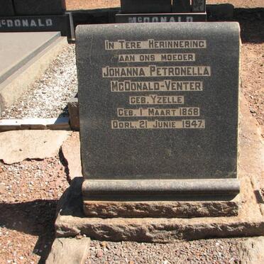 VENTER Johanna Petronella, McDonald nee YZELLE 1858-1947