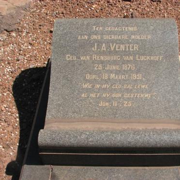 VENTER J.A. nee VAN RENSBURG VAN LUCKHOFF 1876-1951