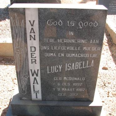 WALT Lucy Isabella, van der nee McDONALD 1892-1982
