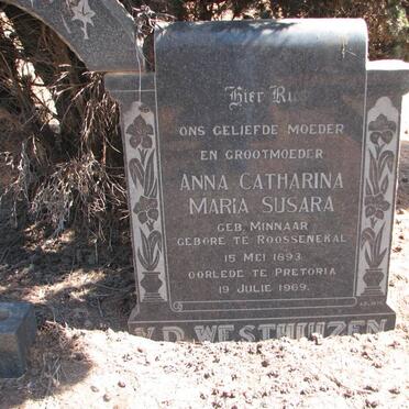 WESTHUIZEN Anna Catharina Maria Susara, V.D. nee MINNAAR 1893-1969