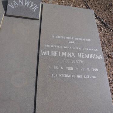 WYK Wilhelmina Hendrina, van nee BURGER 1920-1949