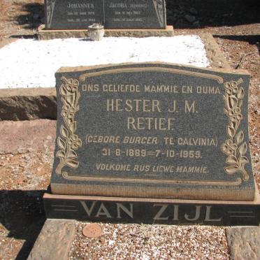 ZIJL Hester J.M.Retief, van nee BURGER 1889-1959