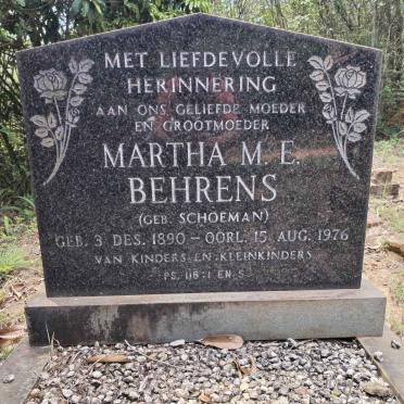 BEHRENS Martha M.E. nee SCHOEMAN 1890-1976