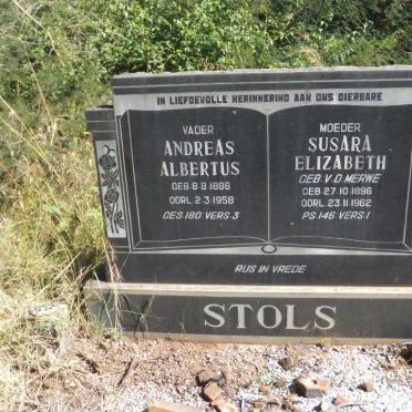 STOLS Andreas Albertus 1886-1958 &amp; Susara Elizabeth V.D. MERWE 1896-1962