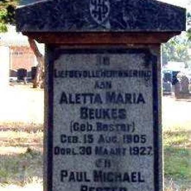 BESTER Paul Michael 1909-1929 &amp;  Aletta Maria BEUKES 1905-1927