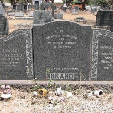 BRAND Barend Johannes 1893-1949 &amp; Annie Alida VAN DER WESTHUIZEN 1893-1958
