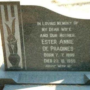PRADINES Ester Annie, de 1899-1958