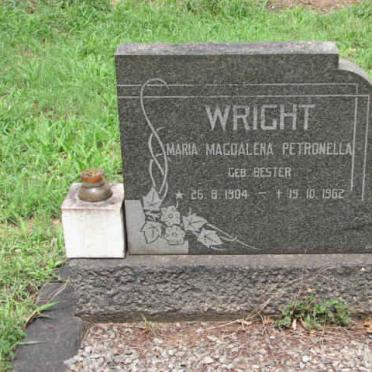 WRIGHT Maria Magdalena Petronella nee BESTER 1904-1962