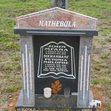 MATHEBULA John Mfana 1965-2007 :: SIKWAMBANE Petunia Mhlophe 1970-2005