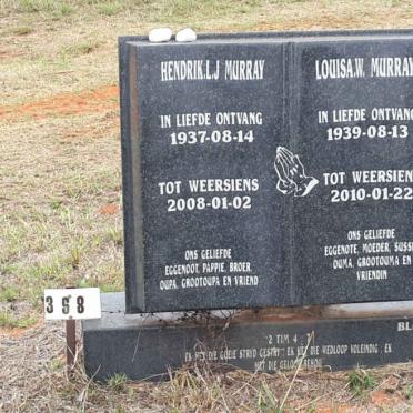 MURRAY Hendrik L.J. 1937-2008 &amp; Louisa W. 1939-2010