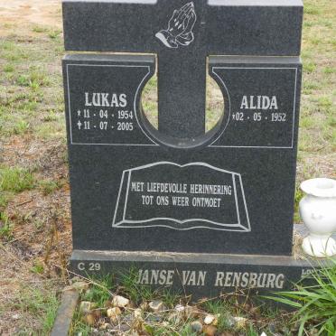 RENSBURG Lukas, Janse van 1954-2005 &amp; Alida 1952-