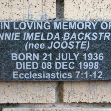 BACKSTRÖM Finnie Imelda nee JOOSTE 1936-1998