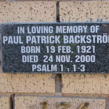 BACKSTRÖM Paul Patrick 1921-2000